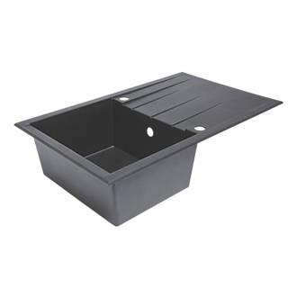 Plastic & Resin Kitchen Sink & Drainer Black 1 Bowl Reversible 800 x 500mm