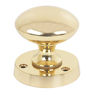 Victorian Mortice Knobs Pair Polished Brass 54mm
