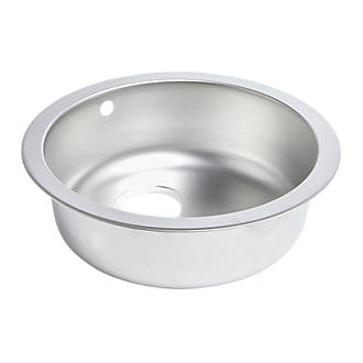 Round Kitchen Sink Textured Linen Stainless Steel 1 Bowl 450 x 450mm