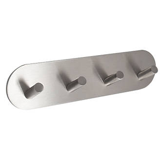 Eclipse 4-Hook Angled Coat Hook Rail Satin Stainless Steel 191 x  48mm