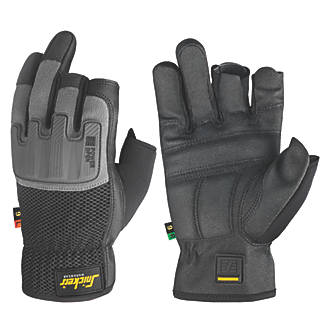 Snickers Power Performance Open 3-Finger Gloves Black/Grey Large