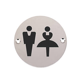 Unisex WC Sign Satin Stainless Steel 76mm