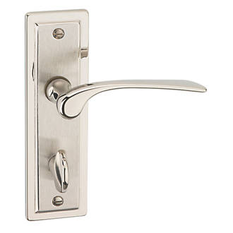 Urfic Como Fire Rated WC Lever on Backplate Handles Pair Polished / Satin Nickel