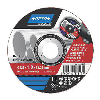 Norton  Stainless Steel Metal Cutting Disc 5" (125mm) x 1 x 22.2mm