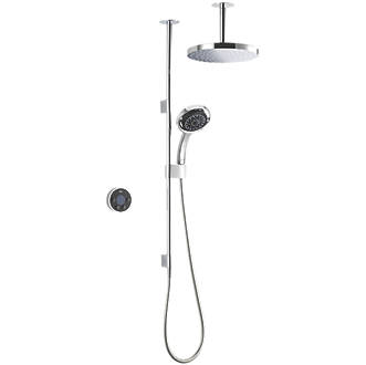 Mira Platinum Dual Gravity-Pumped Ceiling-Fed Dual Outlet Black / Chrome Thermostatic Wireless Digital Mixer Shower