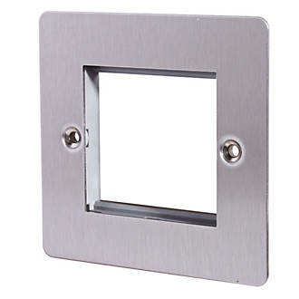 LAP 1-Gang Front Plate with Double Module Aperture + Earth Stainless Steel