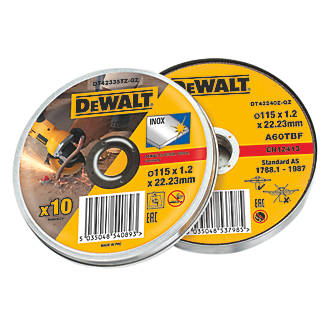 DeWalt DT42335TZ-QZ Stainless Steel Metal Cutting Discs 4½" (115mm) x 1.2 x 22.2mm 10 Pack