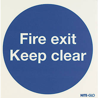 Nite-Glo  "Fire Exit Keep Clear" Sign 150 x 150mm