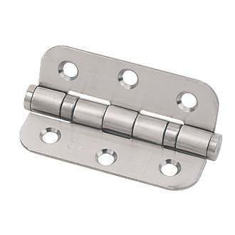 Eclipse Satin Stainless Steel Grade 7 Fire Rated Radius Ball Bearing Hinge 76 x 51mm 2 Pack
