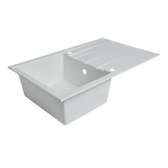 Plastic & Resin Kitchen Sink & Drainer White 1 Bowl Reversible 800 x 500mm