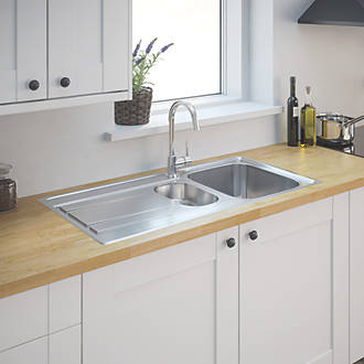 Kitchen Sink & Drainer Stainless Steel 1.5 Bowl 1000 x 500mm