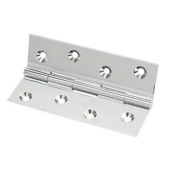 Polished Chrome  Solid Drawn Brass Hinge 102 x 60mm 2 Pack