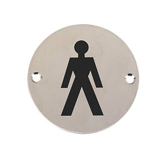 Male WC Sign Satin Stainless Steel 76mm