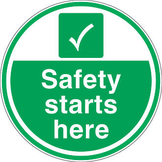 "Safety Starts Here" Anti-Slip Floor Sign 450 x 450mm