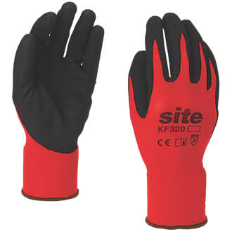 Site KF320 Nitrile Foam-Coated Gloves Red / Black Small