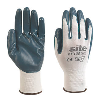Site KF130 Nitrile Coated Gloves White / Blue Large