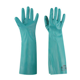 Ansell Solvex 37-185 Chemical-Resistant Nitrile Gloves Green Large
