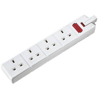 Masterplug 13A 4-Gang Fused Rewireable Fused Socket with Neon White