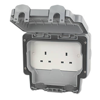 MK Masterseal Plus IP66 13A 2-Gang Weatherproof Outdoor Unswitched Socket