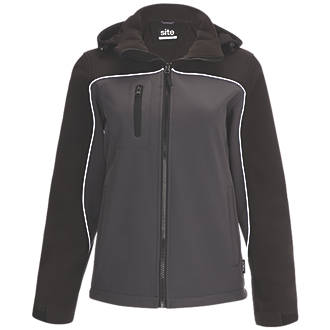 Site Kardal Water-Resistant Ladies Softshell Jacket Black / Grey Size 16-18