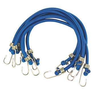 Bungee Cords with Zinc Hooks Blue 600 x 12mm 6 Pack