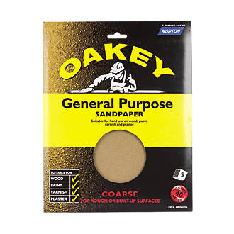 Oakey Glass Paper Unpunched 280 x 230mm 40 Grit 5 Pack